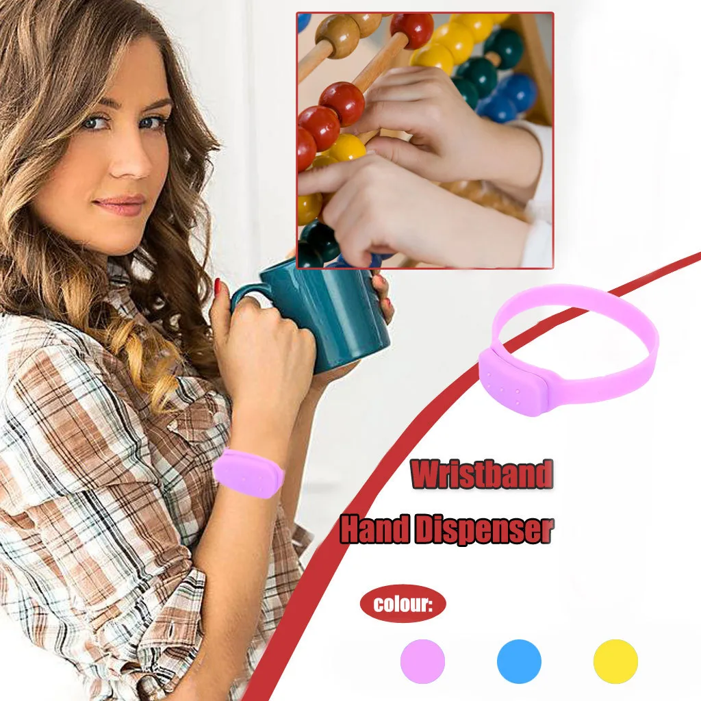 

Silicone hand sanitizer bracelet wrist strap convenient to carry silicone hand sanitizer wearable dispenser pumps Disinfecta 50*