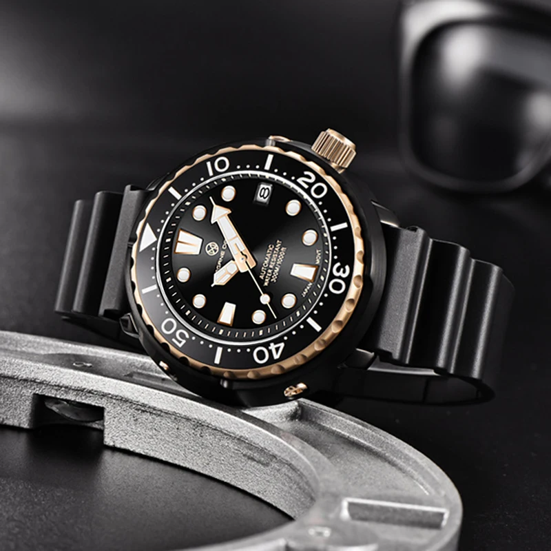 PAGRNE DESIGN Diver Men's watch 300M Waterproof NH35 Mechanical Watches Sapphire Crystal  Automatic Wristwatch Relogio Masculino