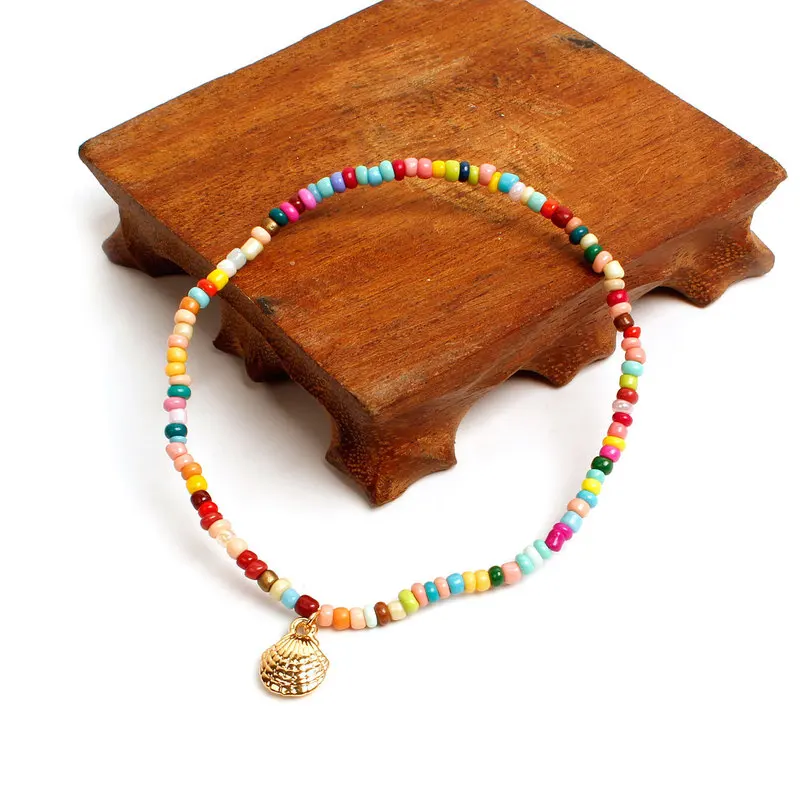 PZMYCS Boho ножной браслет, красочные бусины, ракушка, ножные браслеты для женщин, цепочка для ног, пляжные украшения, ювелирные изделия для Лаки, ножные браслеты для женщин