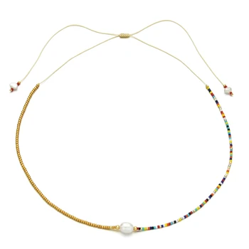ZMZY Thin Choker Handemade Necklace MIYUKI Beads Natural Pearl Necklaces for Women Girls Gifts Fashion Classic Collar Jewelry