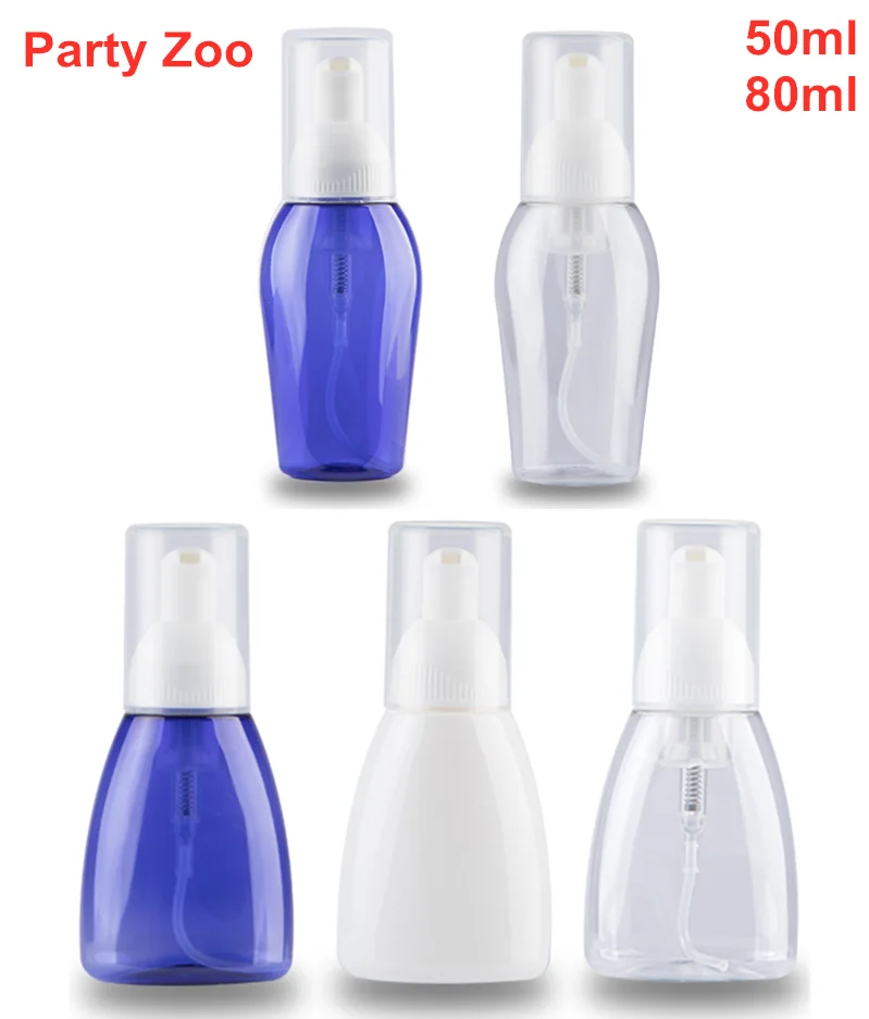300 X 50ml/80ml Quality Plastic Empty Foam Dispenser Bottles Travel Portable Clear&Blue Mousses