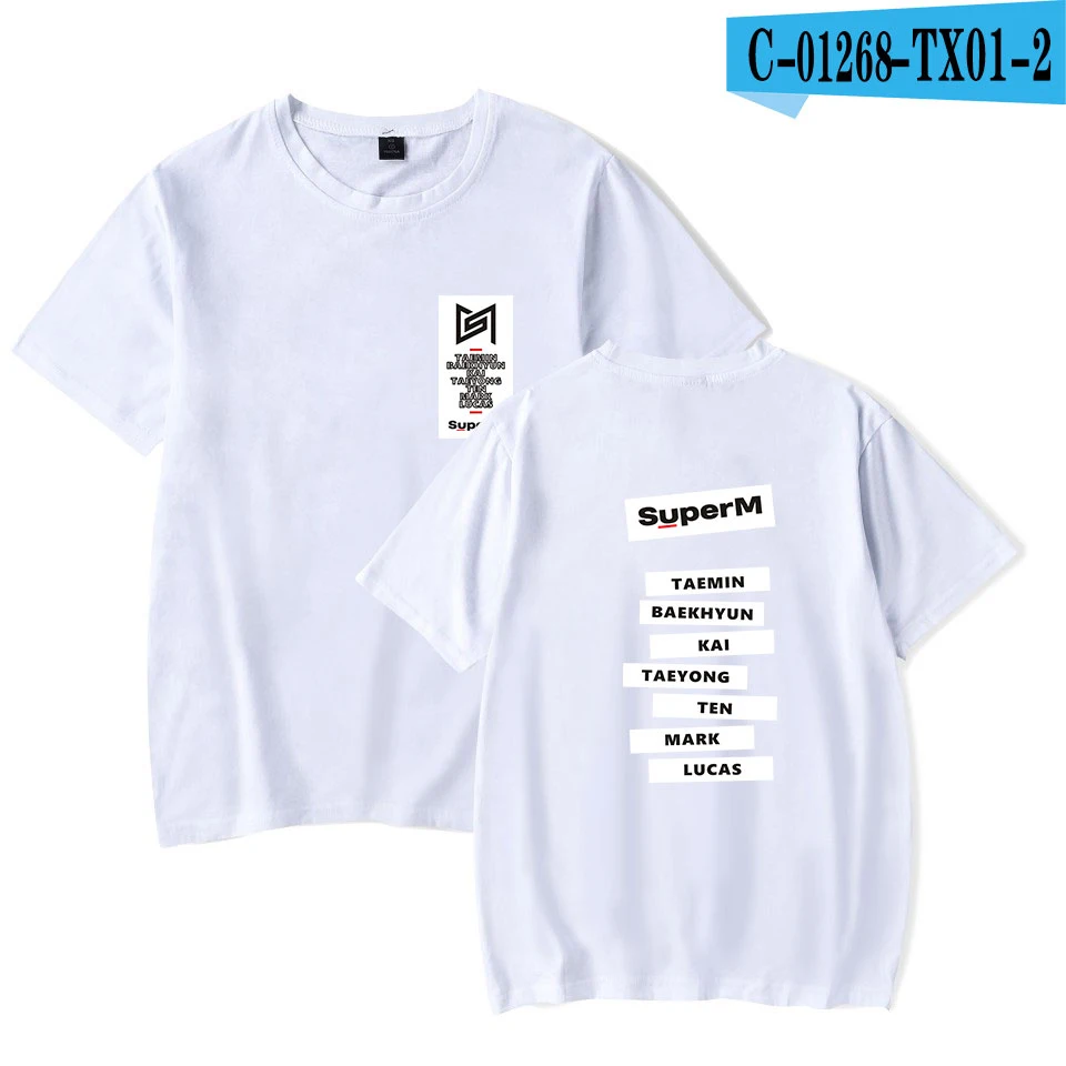 SuperM Vogue, футболка, официальный стиль, женская футболка, Ulzzang Harajuku Kpop SuperM, короткий рукав, графическая футболка, летний топ - Цвет: white