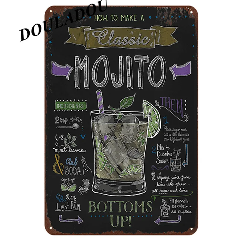 [Douladou] Мята Julep Passionfruit коктейль для бара Металлические Вывески Декор Винтаж оловянные вывески для паба магазин отель декор настенные вывески 20x30 см - Цвет: 7