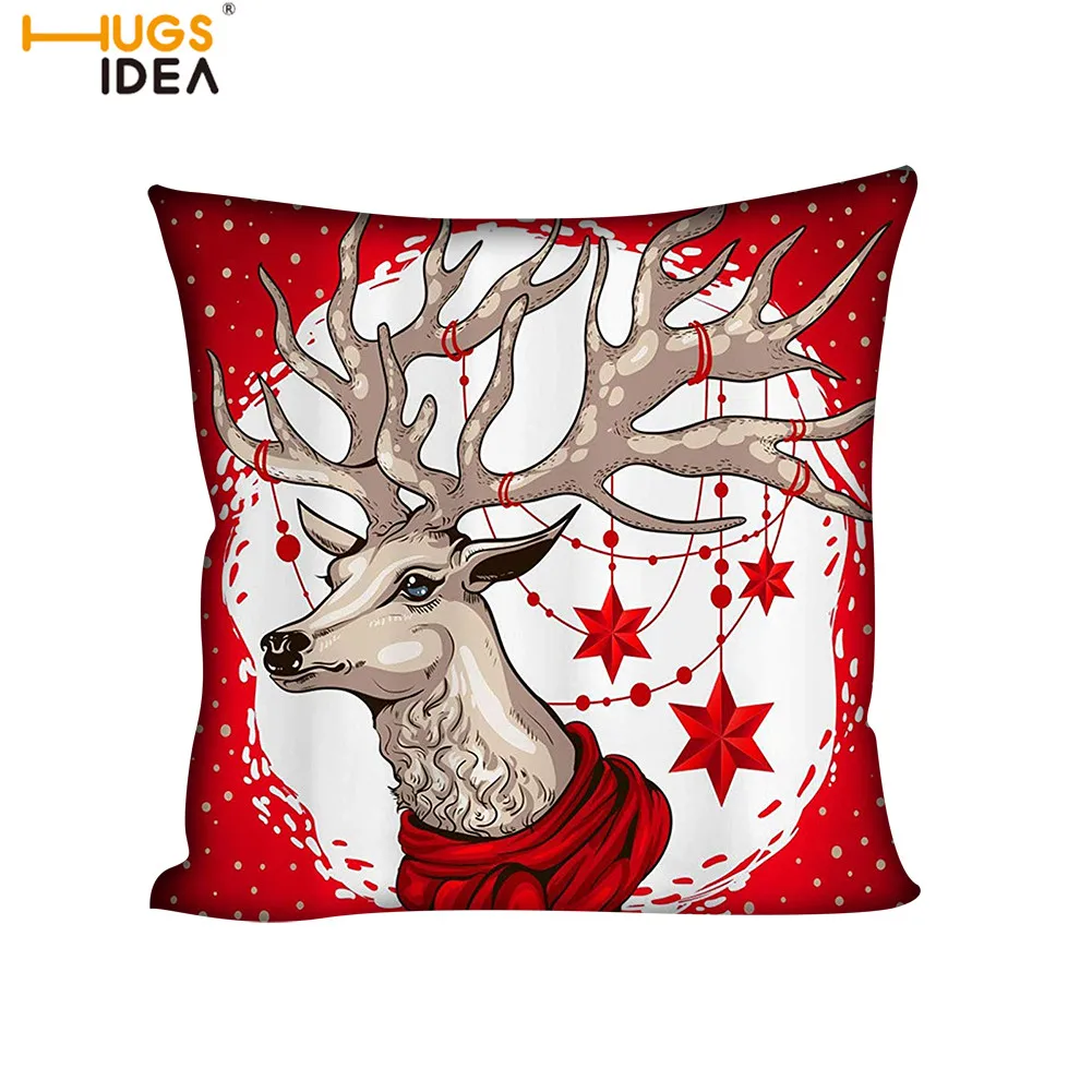 Забавный чехол для подушки с рождественским принтом собаки, дизайнерский чехол для подушки с изображением оленя, пылезащитный чехол для подушки, Новогоднее украшение для спальни