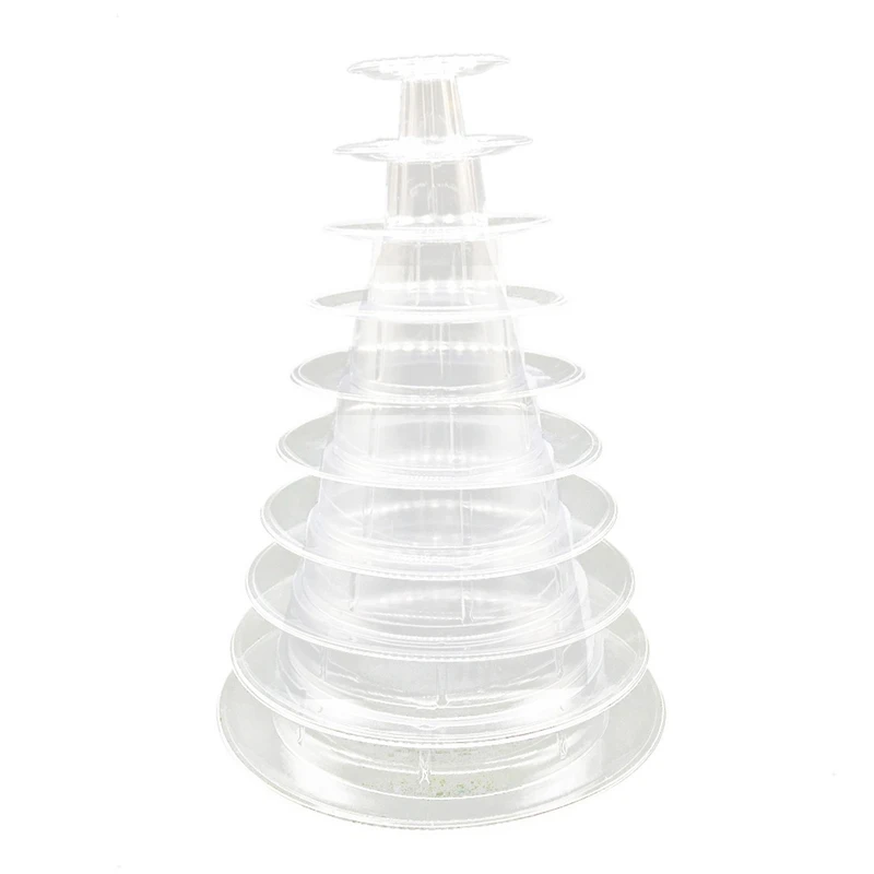  10 Tier Tower Macaron Macaron Display Stand Round Cake Stand PVC Tray Birthday Wedding Display Rack
