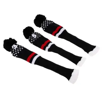 

9-Counted Pom Pom Headcover Golf Driver Head Covers Knited Sock Fit for Golf Clubs