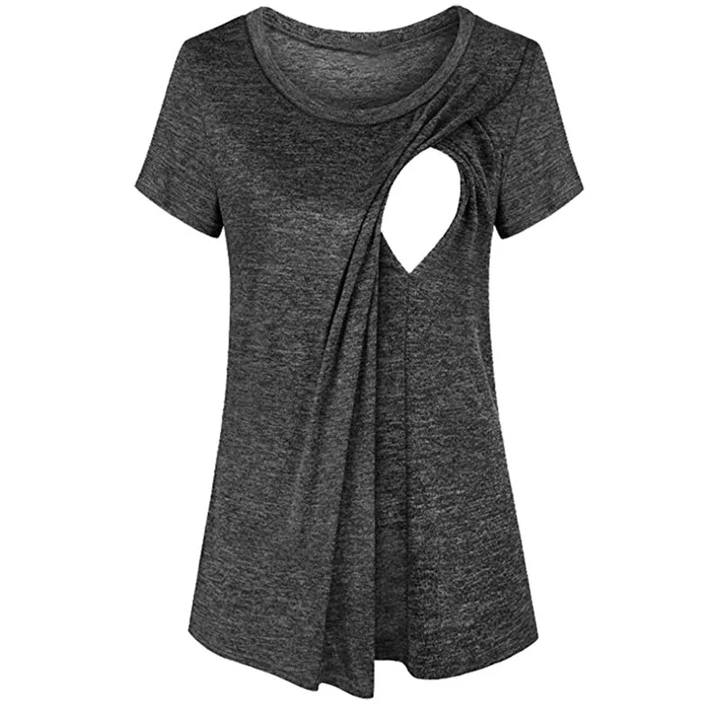 Bunvel мама Материнство футболка для женщин Лето Nusring Материнство Одежда для кормящих Топы короткий рукав Футболка для кормящих - Цвет: Черный