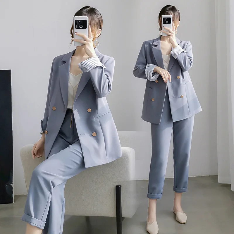 

Women's suit 2020 spring and autumn loose was thin large size jacket nine points pants two sets of temperament women's clothing
