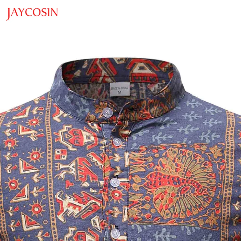 Joycosin зимняя мужская рубашка, Повседневная модная мужская одежда, благородный дворцовый принт, стоячий воротник, длинный рукав, мужские топы, приталенная рубашка