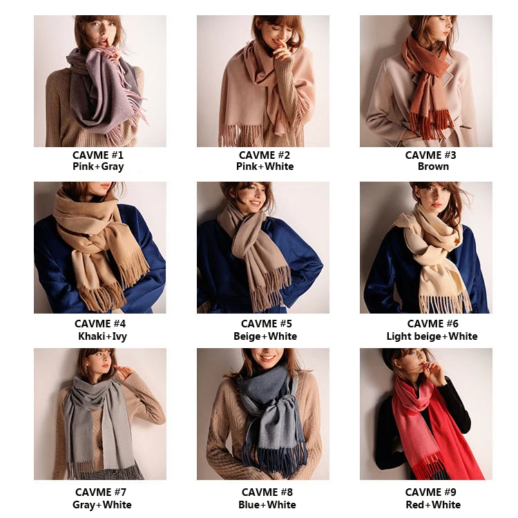 CAVME Winter Unisex Basic Wool Scarf Largue Size Woolen Warp for Women CUSTOM Letters Double Colors