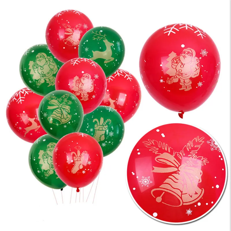 

Red Green Christmas Balloon Latex 12 Inch Bronzing 5 Faces All Printed Color Latex Round Christmas Balloons