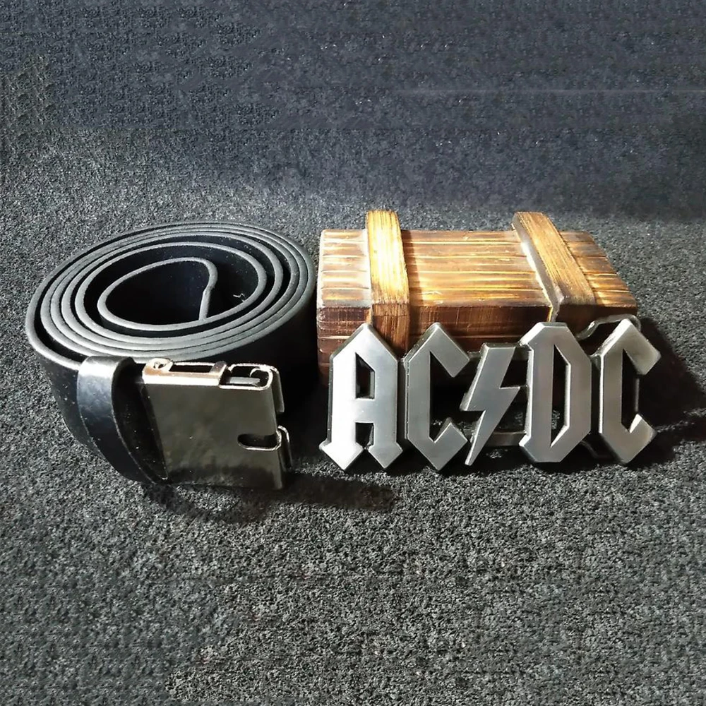 Wesbuck Brand ACDC вырез рок музыка тяжелого металла с ремешком и пряжкой для мужчин подходит для 4 см широкий пояс классические Западной подарок