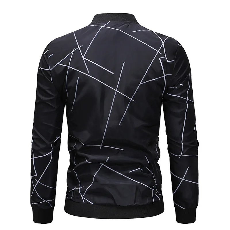 

2018 Autumn And Winter New Style Fashion Lines Printed Casual Large Size Stand Collar MEN'S Jacket Ja002