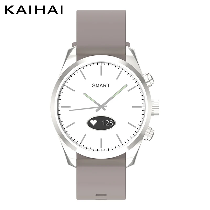 Light khaki KaiHai секундомер, мужские часы, умные наручные часы, кожа, черные, кварцевые часы, монитор сердечного ритма, будильник, спортивные наручные часы, роскошные - Цвет: Light khaki