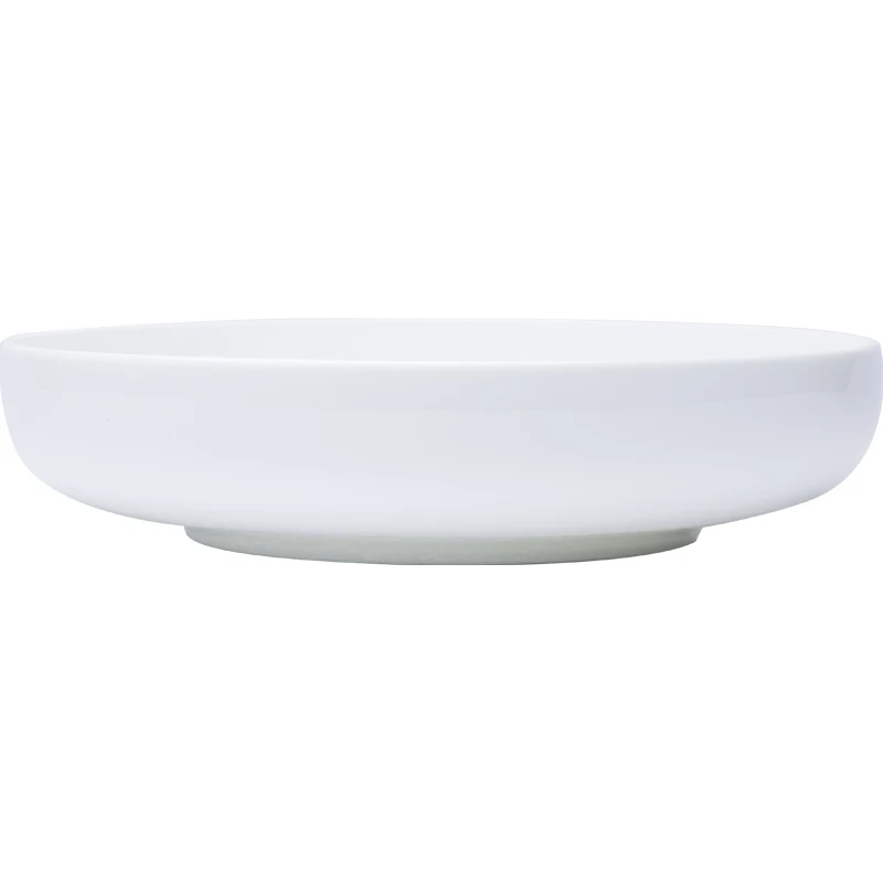 Japanese style white simple ceramic disc creative round ceramic soup plate deep dish salad plate home baked rice steamed eggs