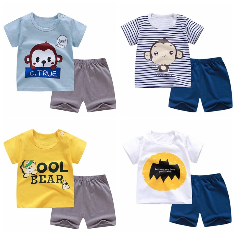 2pcs Baby Boy Summer Clothing Set Infant Clothes Suit Newborn Girl Short Sleeve top+Shorts Toddler Homewear Baby Outfits stylish baby clothing set