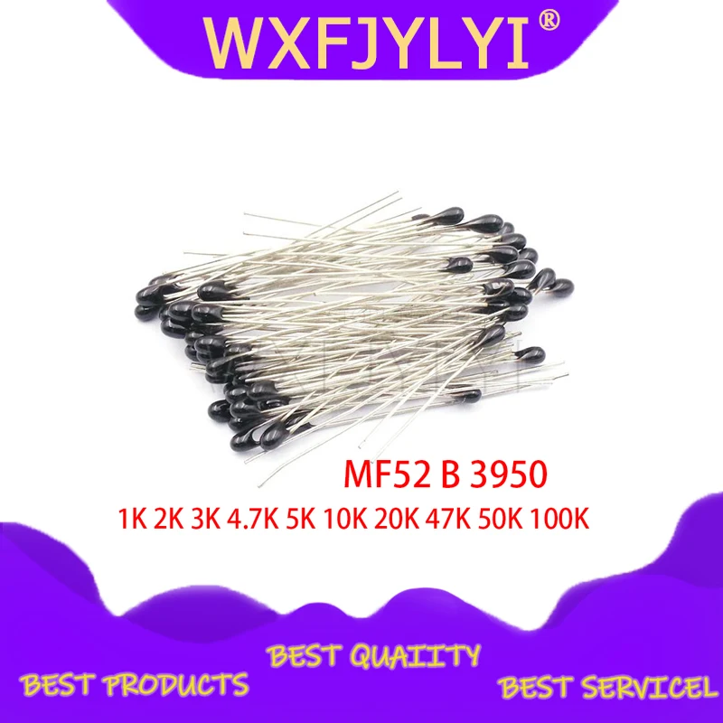 20 шт MF52AT MF52 B 3950 NTC термистор термальный резистор 5% 1K 2K 3K 4 7 K 5K 10K 20K 47K 50K 100K |