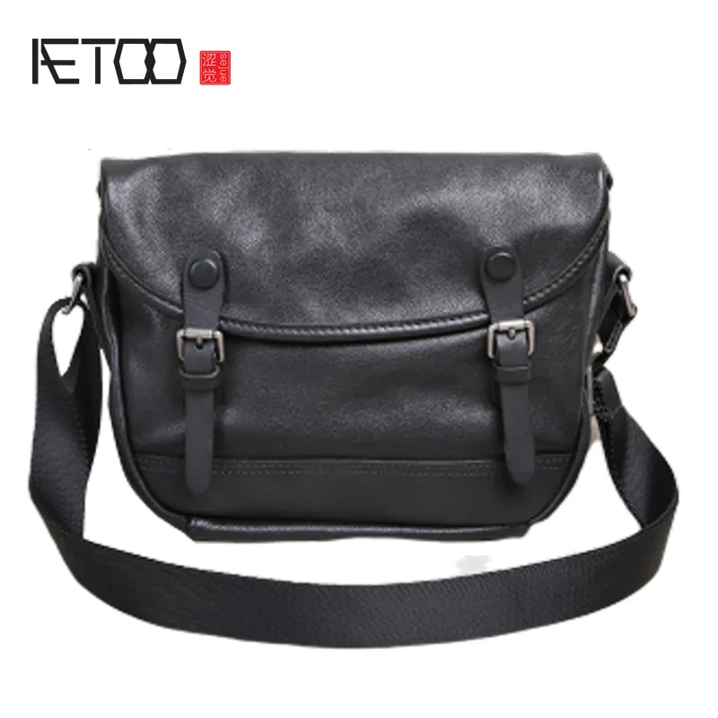 

AETOO Leather Men's bag, retro shoulder bag, soft leather leisure youth postman bag, leather men's messenger bag