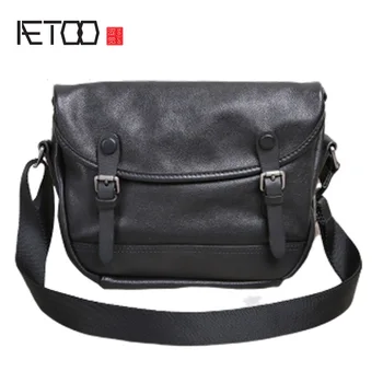 

AETOO Leather Men's bag, retro shoulder bag, soft leather leisure youth postman bag, leather men's messenger bag