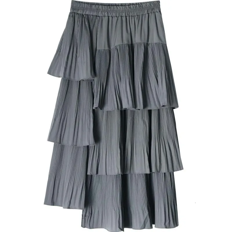 LANMREM осень и зима новые продукты Мода Высокая талия тонкий многослойный сплошной цвет плиссированные торт юбка для женщин PA880