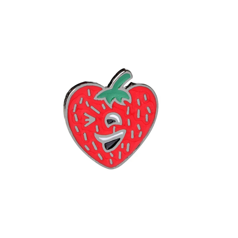 Fashion Brooch Avocado Pineapple Enamel Pins for Women Kids Jackets Lapel Pin Custom Button Badge Jewelry Cartoon Fruit Brooches - Окраска металла: Strawberry 1