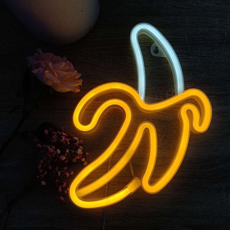 night light for bedroom Banana Led Neon Light Sign Wall Lamp Neon Sign Night Light Aesthetic Room Decor for Birthday Party Decor night table lamps