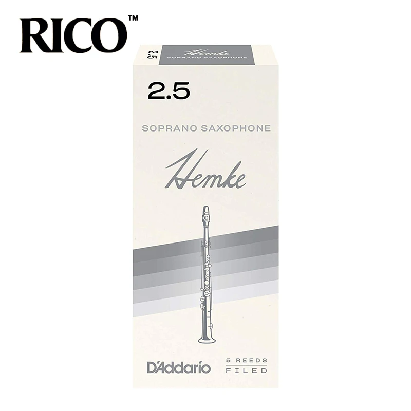 Pack of 5 Rico Hemke 2.5 Strength Reeds for Soprano Sax Strength 2.5