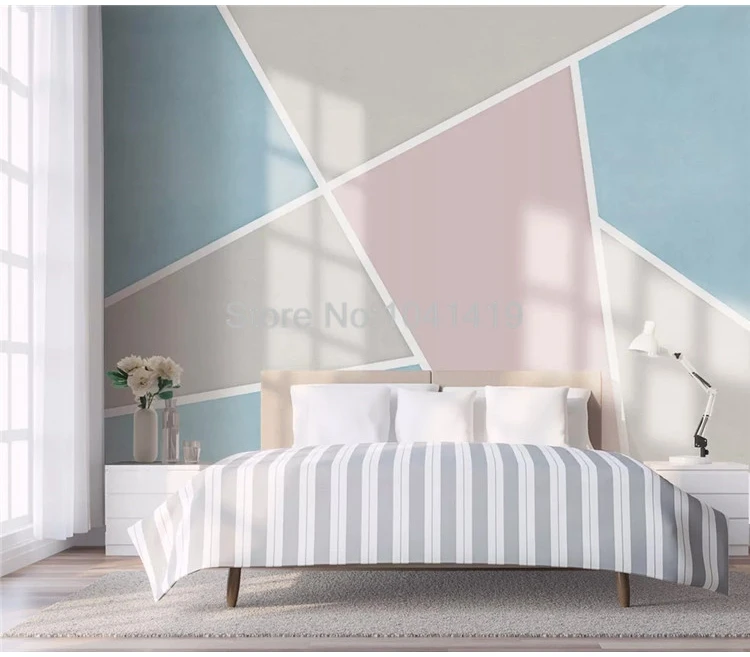Пользовательские Настенные обои 3D геометрический узор линии Fresco гостиной столовой водонепроницаемый холст настенная бумага для
