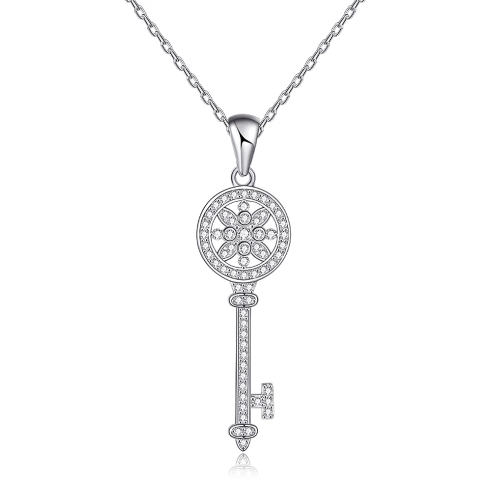 YiYan 925 Sterling Silver Key Pendant Necklace for Women Fashion Fine Jewelry Gift | Украшения и аксессуары