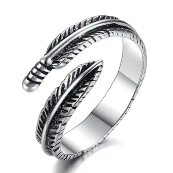 

Classical Vintage Fingure Ring Alloy Leaf Feather Rings Open Ring Thai Metal Color Jewelry Size Adjustable
