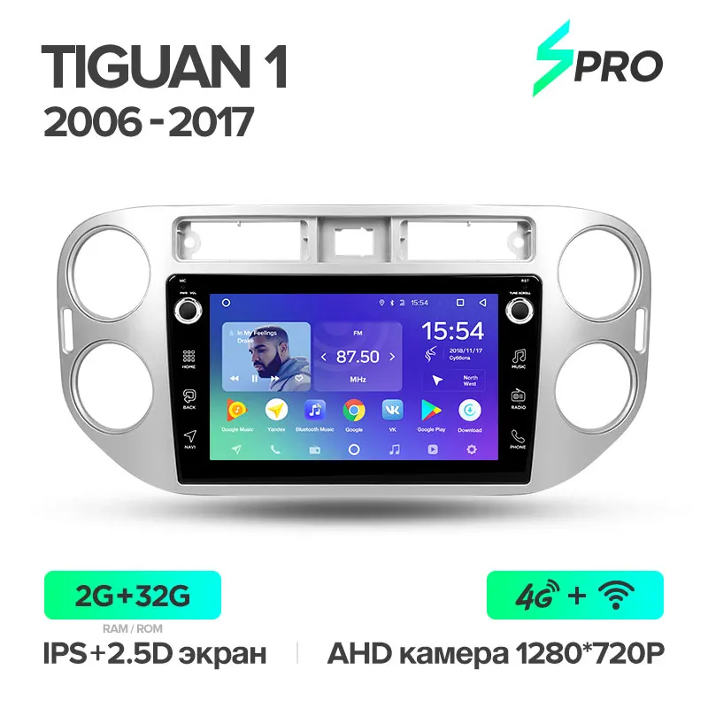 TEYES SPRO Штатная магнитола для Фольксваген Тигуан 1 Volkswagen Tiguan 1 NF 2006 2007 Android 8.1, до 8-ЯДЕР, до 4+ 64ГБ 32EQ+ DSP 2DIN автомагнитола 2 DIN DVD GPS мультимедиа автомобиля головное устройство - Цвет: Tiguan 1 SPRO 32G