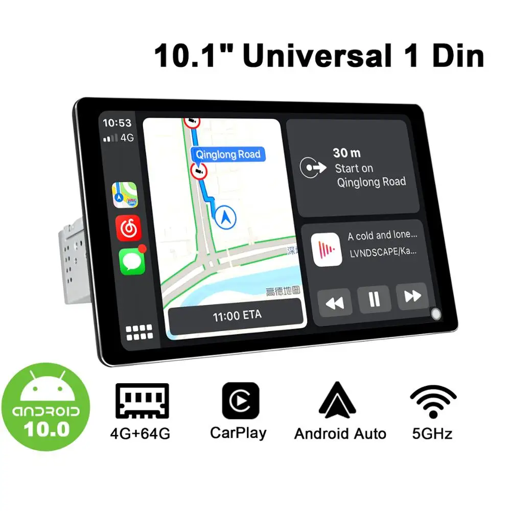 1280*800 1Din 10 1 "Универсальный Android автомобильное стерео радио DSP Carplay SPDIF сабвуфер