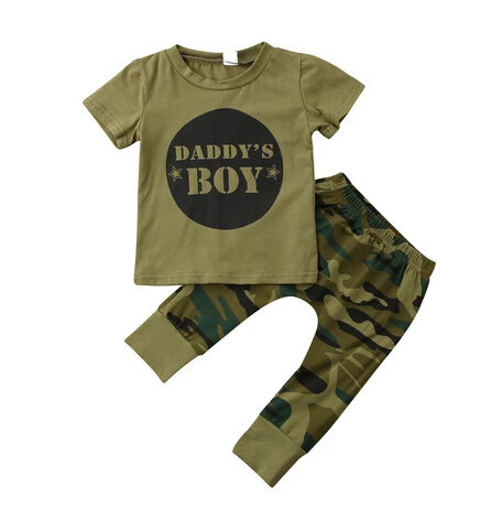 Baby Boys Камуфляжная одежда для маленьких мальчиков и девочек; футболка для новорожденных; топы и штаны; комплект одежды; повседневная одежда - Цвет: Baby Boys