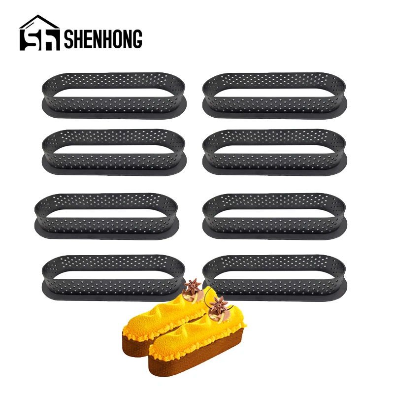 

SHENHONG Egg Tart Cake Ring Set Plastic Perforated Oval Shape French Dessert Mould Fruit Cookies Pastry Kitchen Baking Molds