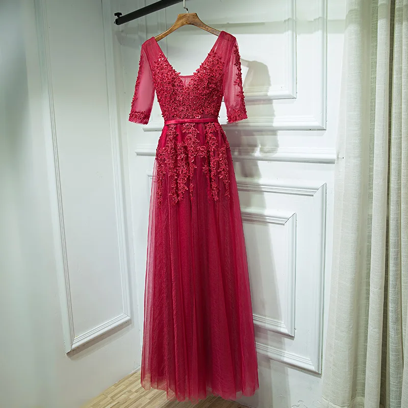 KAUNISSINA элегантное вечернее платье размера плюс с аппликацией, вечерние платья для выпускного вечера, вечерние платья с v-образным вырезом, настоящая фотография, Vestido 14 размера s