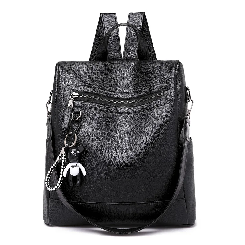 Рюкзак Для женщин корейско-Стиль стиль двойного назначения Для женщин сумка из мягкой кожи школьная сумка Повседневное рюкзак с защитой от краж с большой C