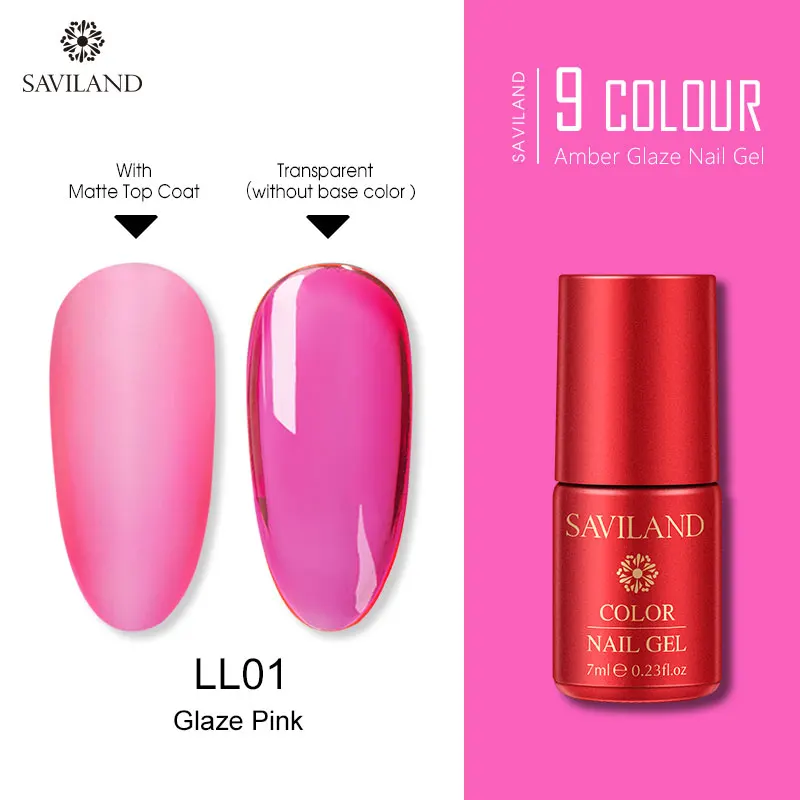 7ML LL01 SAVILAND Радужный Янтарный глазирующий гель полноцветный УФ-гель для ногтей 10 мл 7 мл замачивающийся Гель-лак для самостоятельного дизайна ногтей нужно верхнее Базовое покрытие - Цвет: 7ML LL01