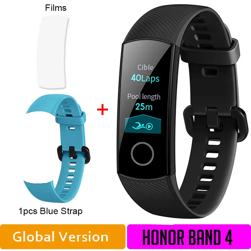 Глобальная версия HONOR Band 4 фитнес-браслет трекер спортивный ремешок в реальном времени трекер активности Смарт-носимое устройство(подставка - Цвет: GLband4andskyStrap