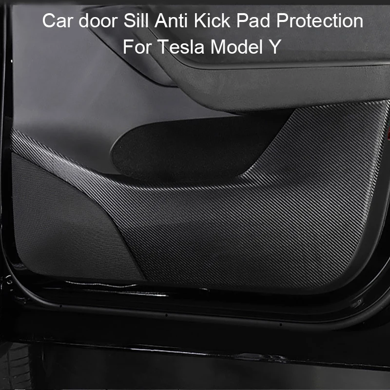 Carbon Fiber Door Sill Invisible Anti Kick Pad For Tesla Model Y