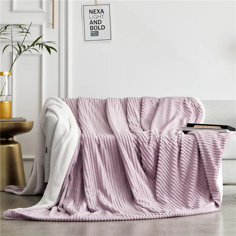 Thickened Double Sided Home Office Blanket Flannel Cashmere Warm Throw