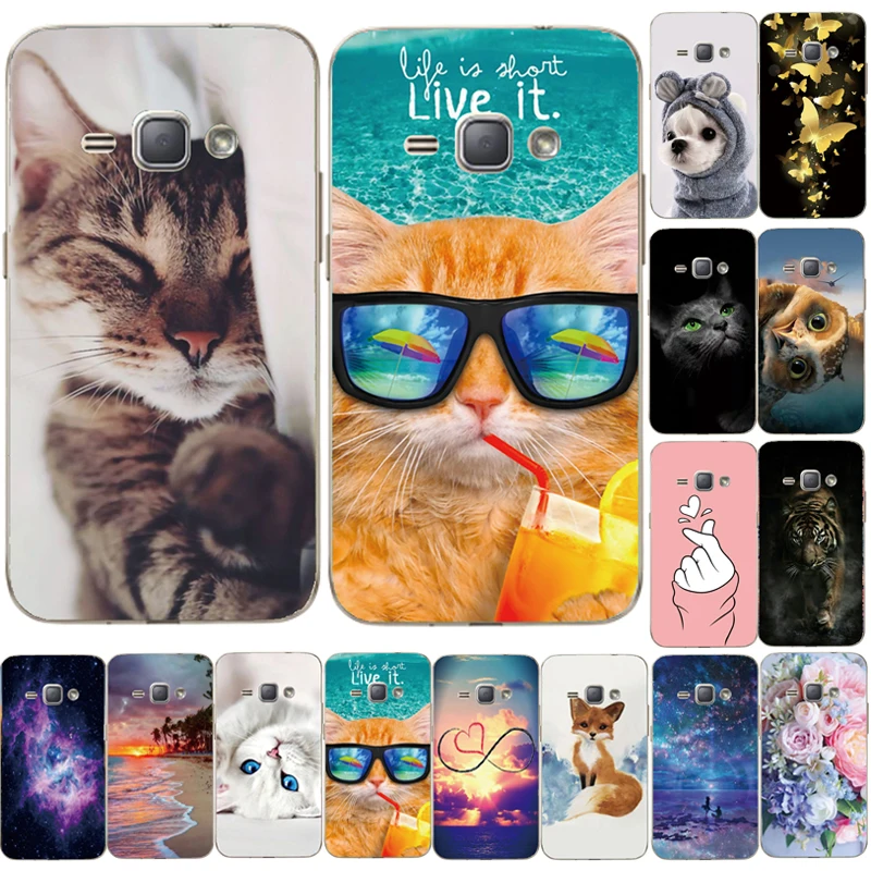 Funda de TPU suave para Samsung Galaxy J1 2016 J120 J120F, cubierta trasera de SM-J120F, protección completa 360, impresión transparente, coque flower