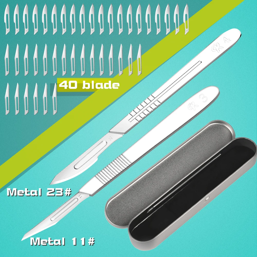 

Carbon Steel Handle Surgical Scalpel Blade Kit DIY Engraving Craft Knives Cutting Tool PCB Repair Animal Surgicals Knife 11#23