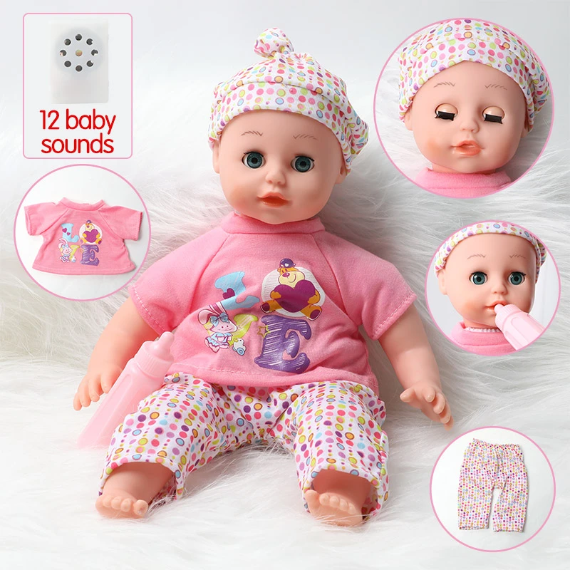 14 Inch Simulation Bebe Reborn Silicone 36cm Realistic Sound Baby Doll Clothes Feeding Bottle Set For Toys Children Gifts Dolls Aliexpress