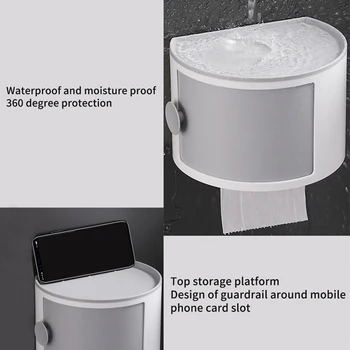 

Heavy Duty Storage Box Bathroom Accessory Wall Mounted No Drilling Corner Full Protection Space Saving Tissue Holder Home Hotel