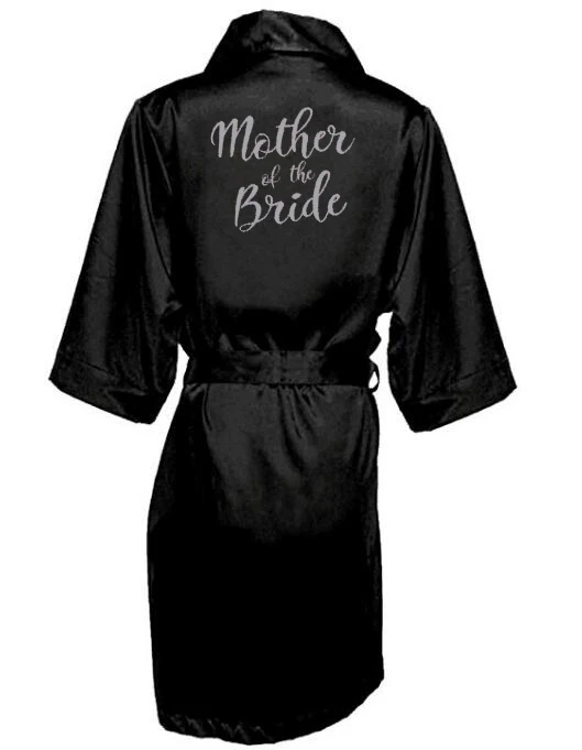 navy blue robe silver letter kimono satin pajamas wedding robe bridesmaid sister mother of the bride robes
