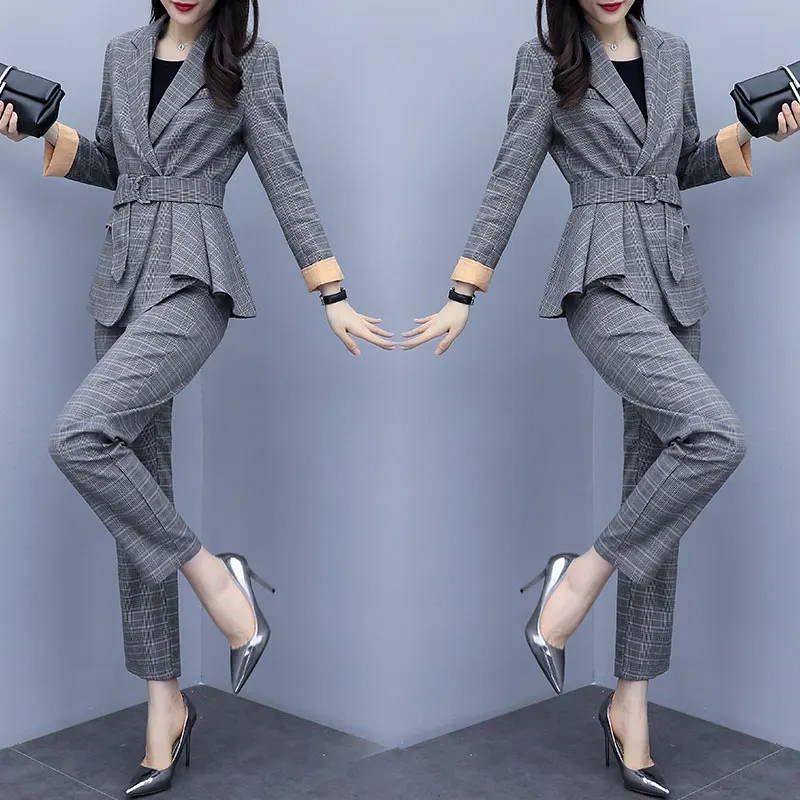 Шикарный офисный Женский комплект из двух предметов костюмы для женщин