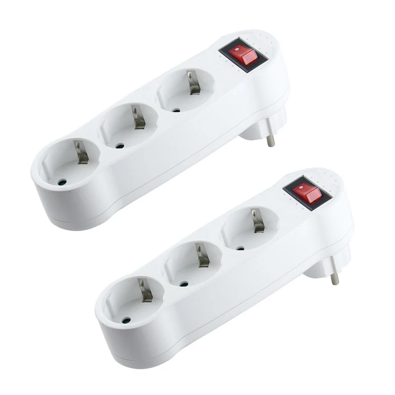 2pc 16A 250V 3-сторонний выход адаптер розетки с выключателем для Отели рестораны BJStore - Цвет: 2pc
