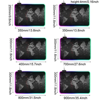 

Gaming Mouse Pad Computer Mousepad Large Mouse Pad Gamer RGB World Map Big Mouse Carpet PC Desk RGB Mat