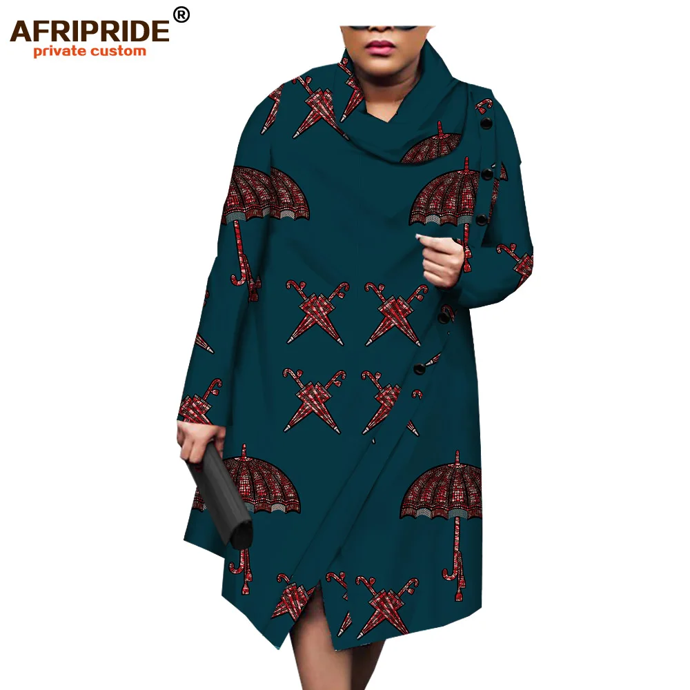 Afripride приталенная африканская куртка с принтом для женщин, длинные рукава, длина до колена, шаль, воротник, женское хлопковое пальто с пуговицами A1924007