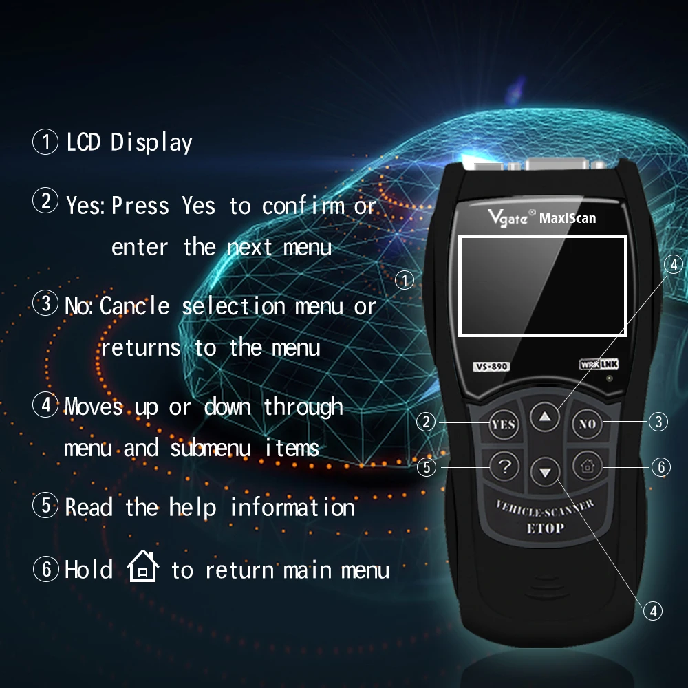 Vgate VS890 VS890 OBD2 CAN-BUS диагностический инструмент Авто сканер неисправности автомобиля код ридер vs 890 многоязычный лучше ELM327 AD310